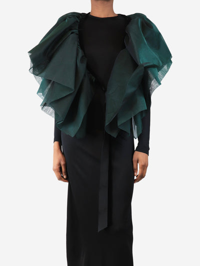 Dark green silk cropped cape - One size Coats & Jackets John Rocha 