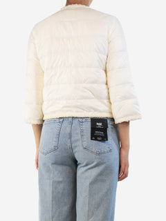 Cream puffer jacket with raffia trim - size UK 8 Coats & Jackets Ermanno Scervino 