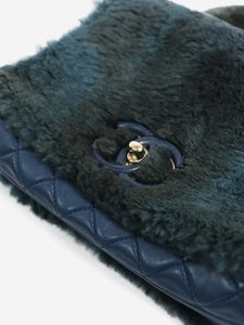 Chanel Blue and green 2017 fur top handle bag