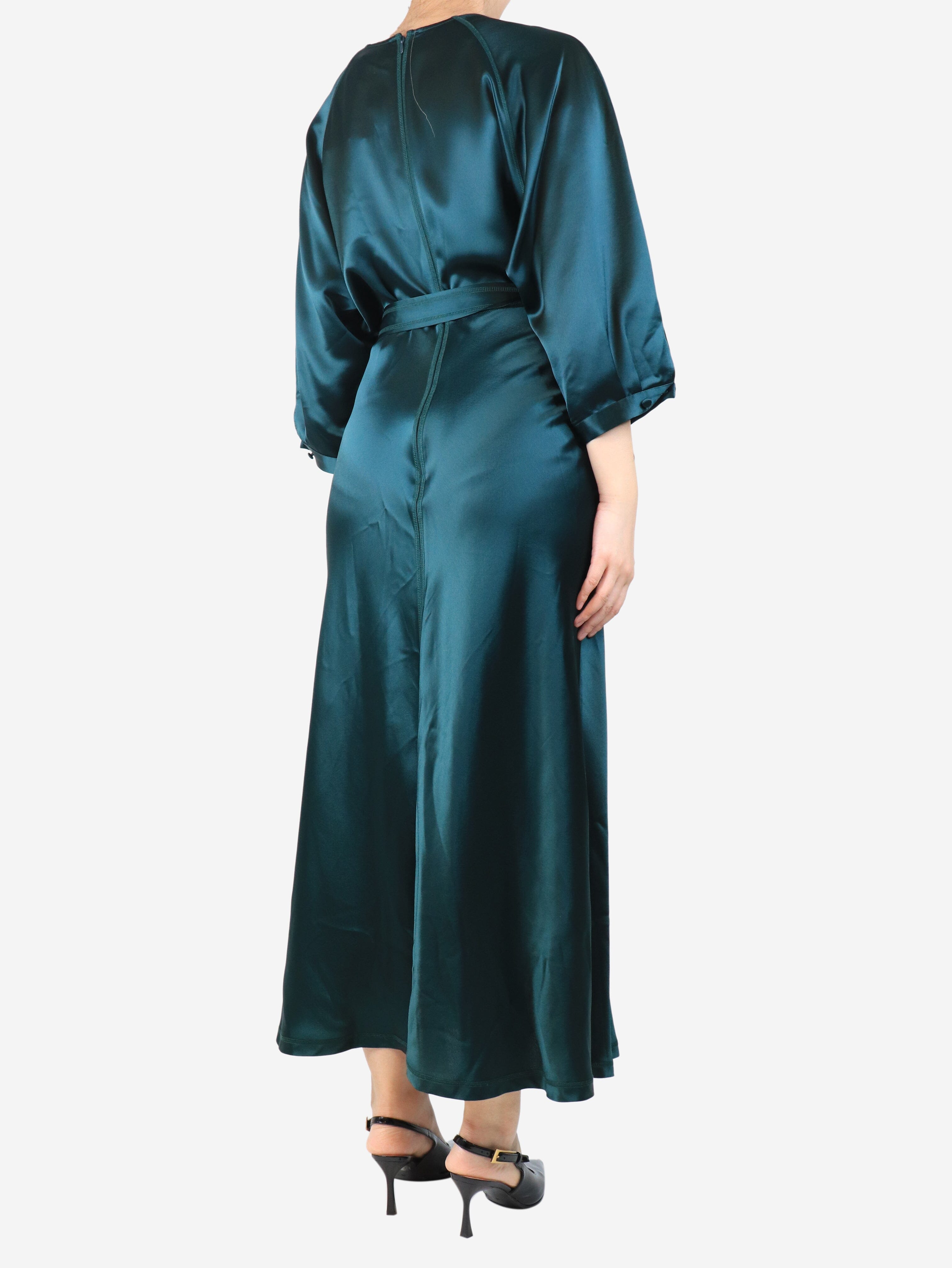 Bottle green Sammy satin maxi dress - size UK 10 Dresses Wyse 