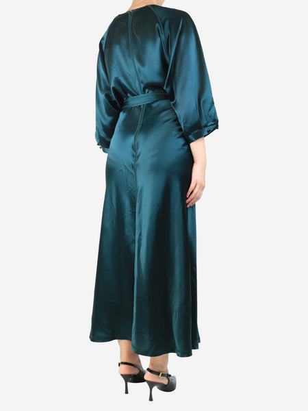 Bottle green Sammy satin maxi dress - size UK 10 alternate image