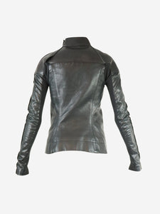 Rick Owens Black caban leather jacket - size UK 8