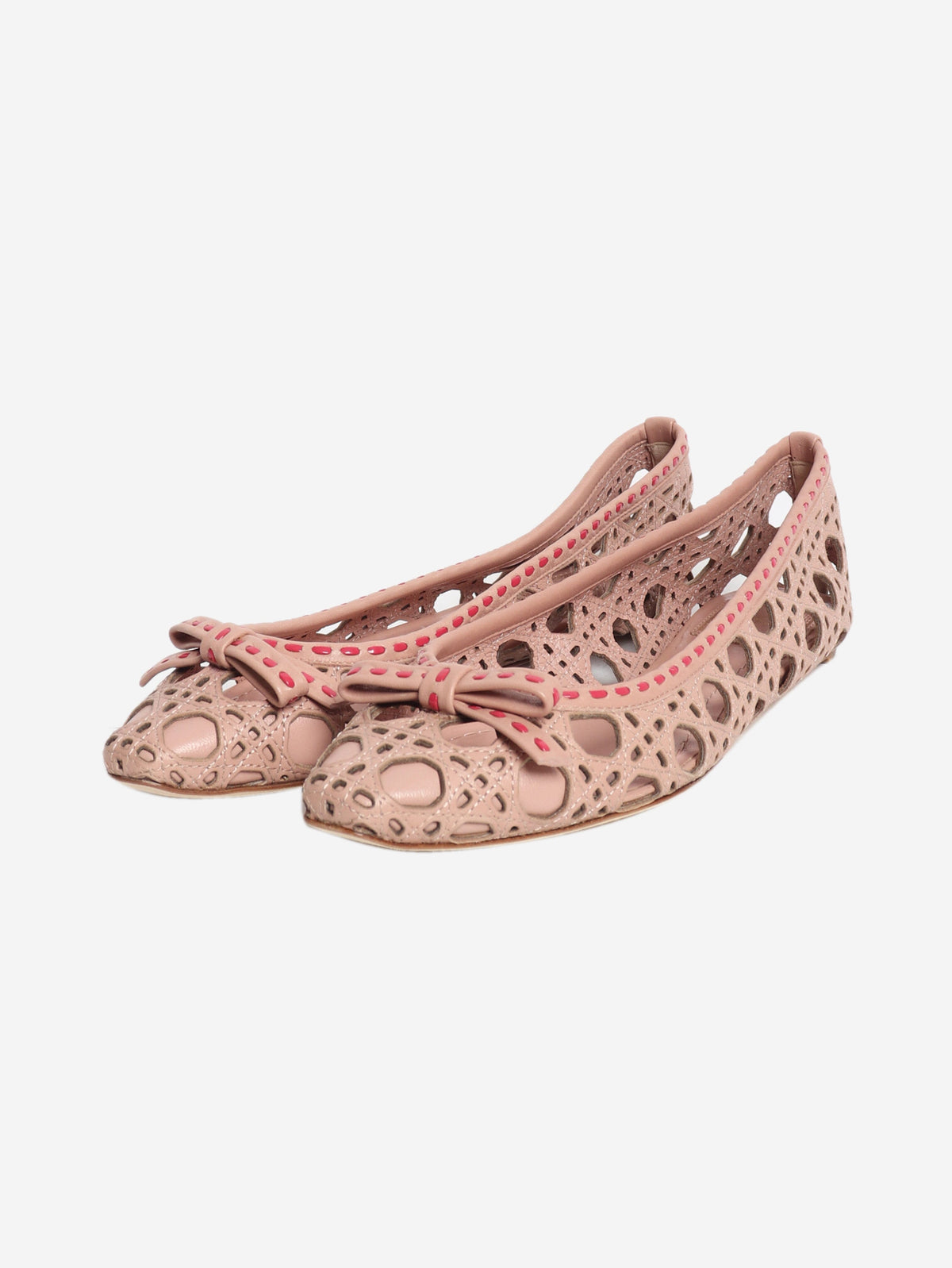 Vintage dusty pink laser-cut leather ballet flats - size EU 37 Flat Shoes Dior 