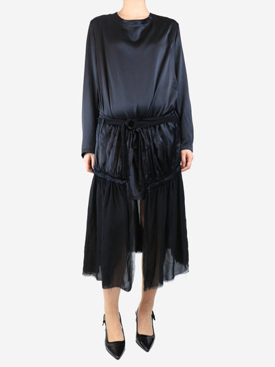 Black silk midi dress - size UK 14 Dresses Ann Demeulemeester 