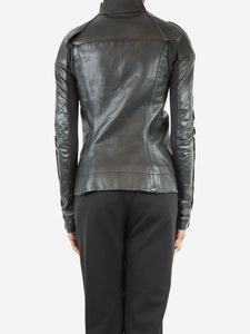 Rick Owens Black caban leather jacket - size UK 8