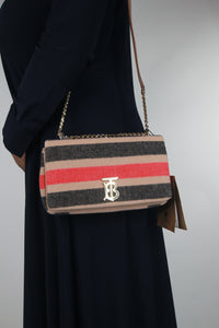 Burberry Brown Lola wool striped shoulder bag