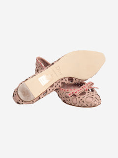 Vintage dusty pink laser-cut leather ballet flats - size EU 37 Flat Shoes Dior 