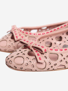 Vintage dusty pink laser-cut leather ballet flats - size EU 37 Flat Shoes Dior 
