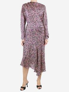 Isabel Marant Purple Ulani asymmetric gathered crepe midi dress - size UK 12