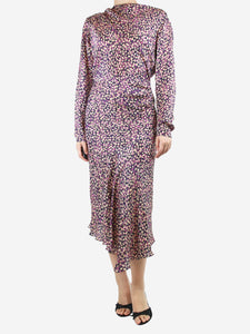 Isabel Marant Purple Ulani asymmetric gathered crepe midi dress - size UK 12