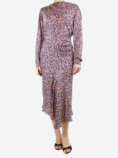 Purple Ulani asymmetric gathered crepe midi dress - size UK 12 Dresses Isabel Marant 