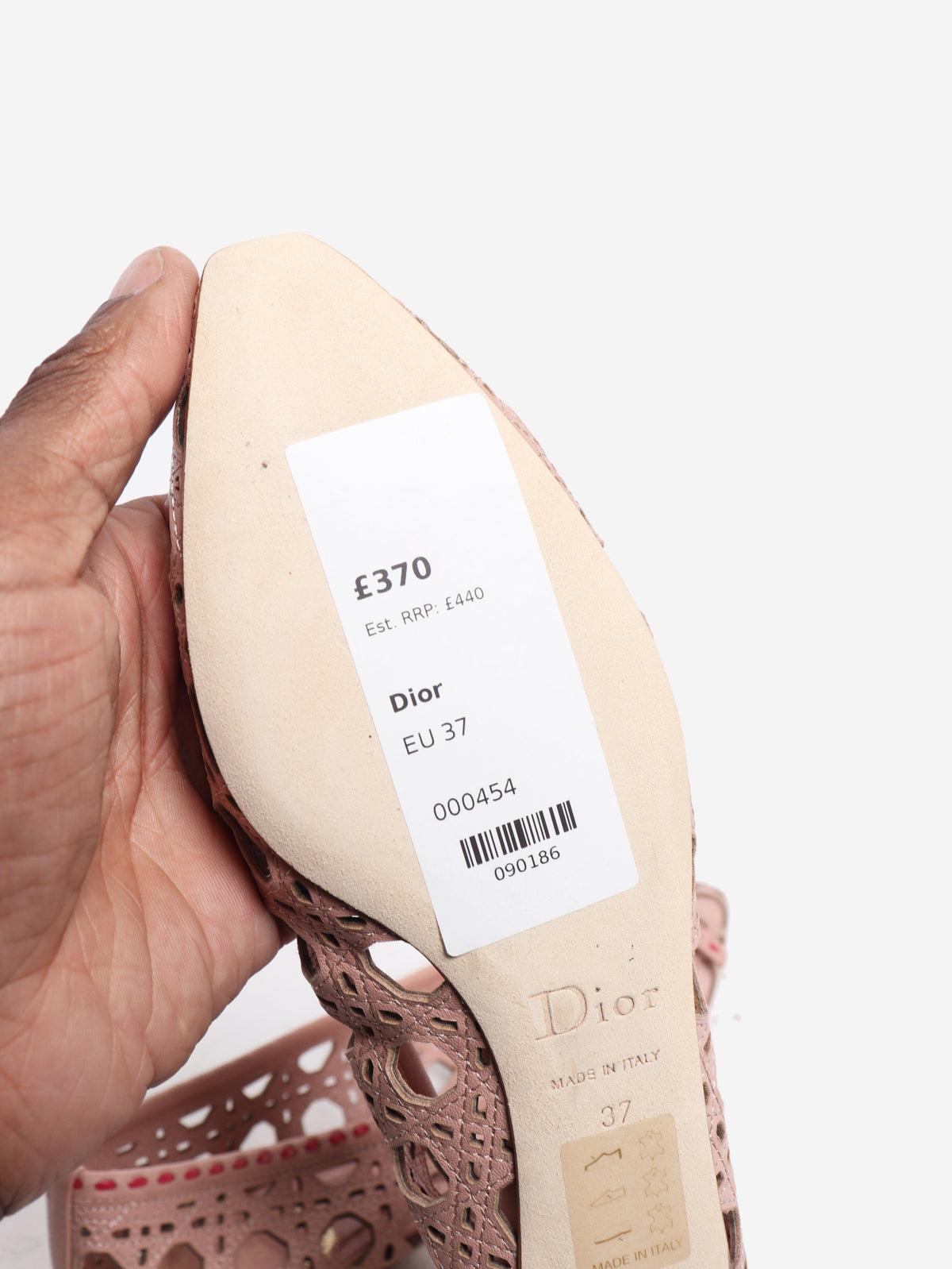 Vintage dusty pink laser-cut leather ballet flats - size EU 37 Flat Shoes Dior 