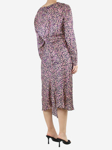 Isabel Marant Purple Ulani asymmetric gathered crepe midi dress - size UK 12