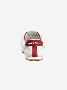 Miu Miu White and cerise Plume leather-suede trainers - size EU 38.5
