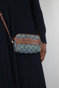 Gucci Blue Ophidia GG jacquard denim mini bag