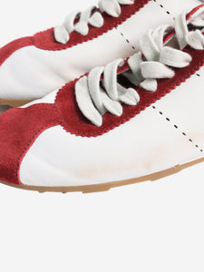 Miu Miu White and cerise Plume leather-suede trainers - size EU 38.5