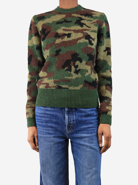 Green camouflage wool jumper - size UK 14 product image