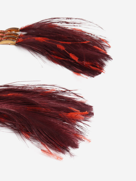 Burgundy feather errings alternate image