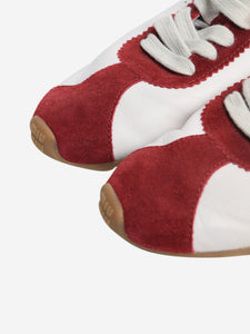 Miu Miu White and cerise Plume leather-suede trainers - size EU 38.5