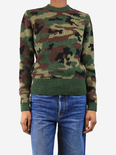 Green camouflage wool jumper - size UK 14 Knitwear Miu Miu 