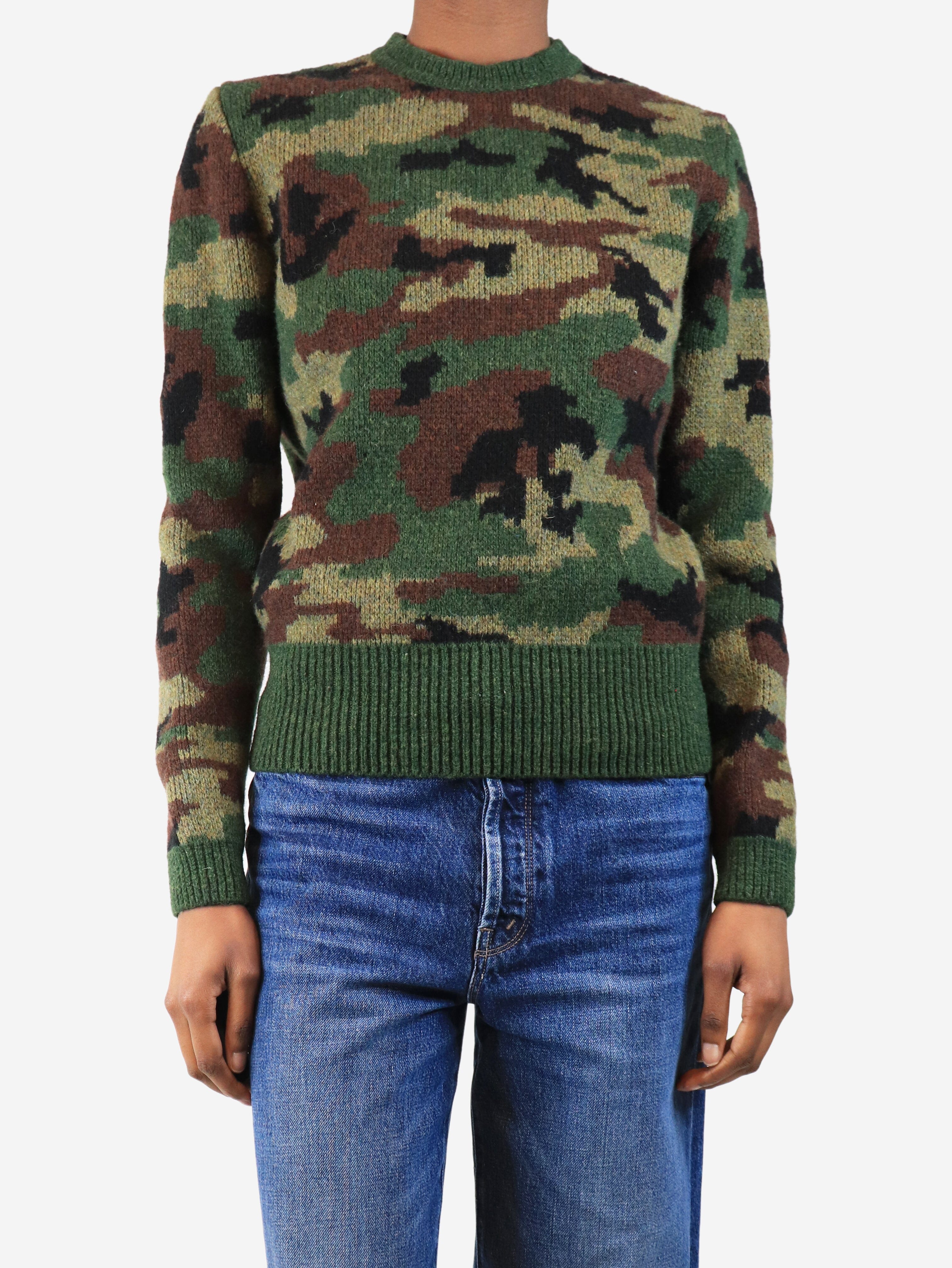 Green camouflage wool jumper - size UK 14 Knitwear Miu Miu 