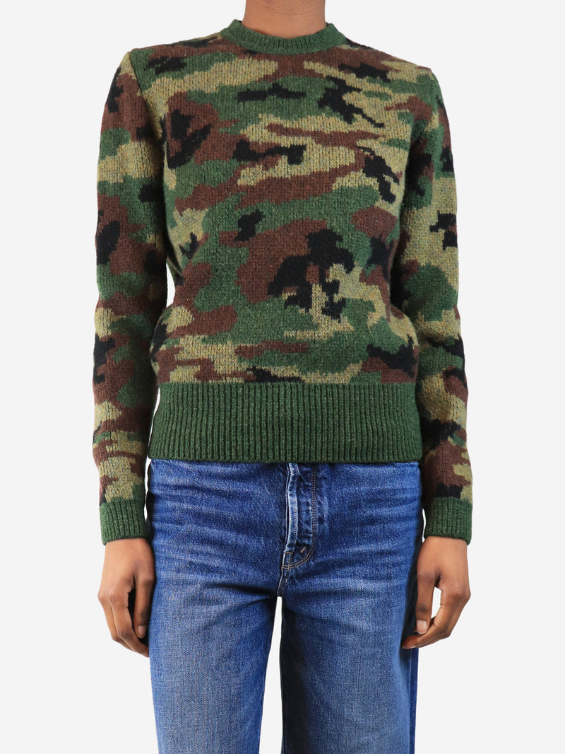 Green camouflage wool jumper - size UK 14 Knitwear Miu Miu 