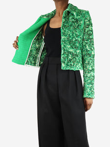 Bottega Veneta Green cropped boucle jacket - size UK 4