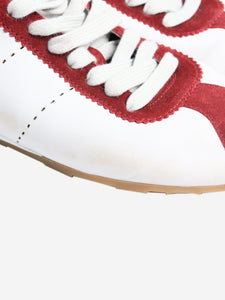 Miu Miu White and cerise Plume leather-suede trainers - size EU 38.5