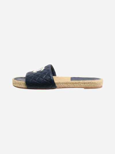 Navy quilted lambskin CC espadrille slides - size EU 42 Flat Sandals Chanel 