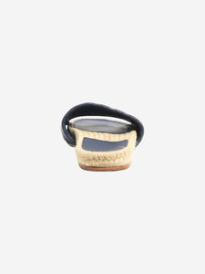 Chanel Navy quilted lambskin CC espadrille slides - size EU 42