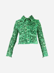 Bottega Veneta Green cropped boucle jacket - size UK 4