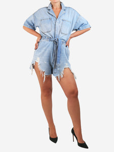 R13 Blue belted denim playsuit - size M