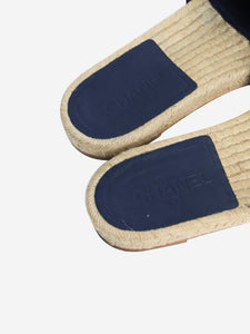 Chanel Navy quilted lambskin CC espadrille slides - size EU 42
