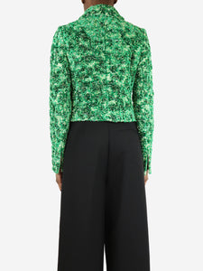 Bottega Veneta Green cropped boucle jacket - size UK 4