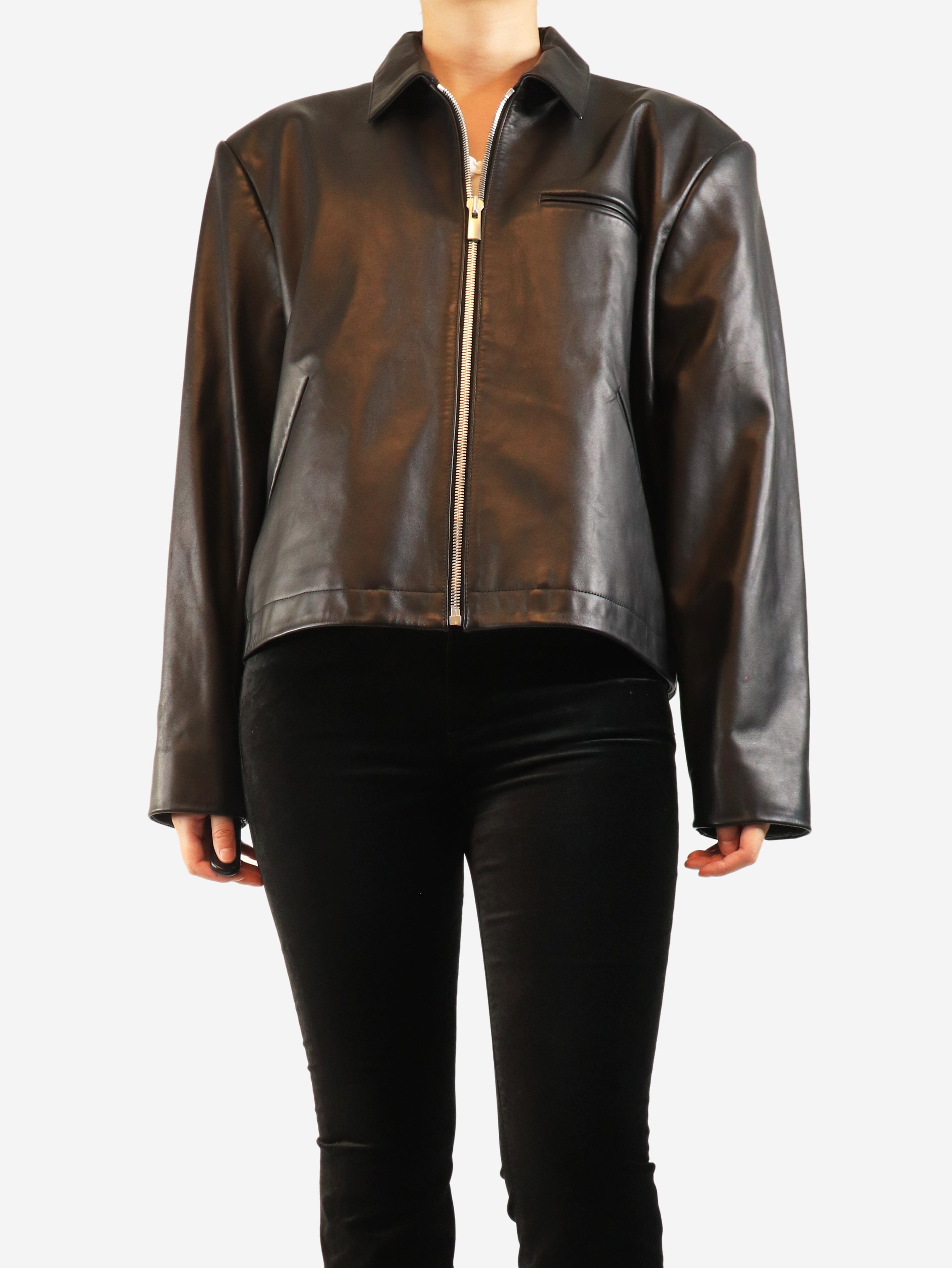 Black leather jacket - size UK 8 Coats & Jackets Magda Butrym 