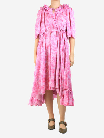 Pink floral printed midi dress - size UK 10 Dresses Balenciaga 