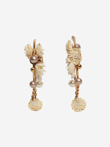 Gold flower detail hoop earrings alternate image