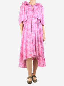 Balenciaga Pink floral printed midi dress - size UK 10