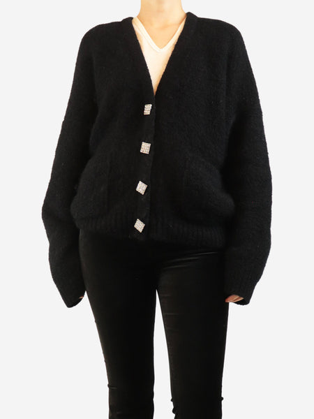 Black oversized mohair knit cardigan - size UK 6 product image