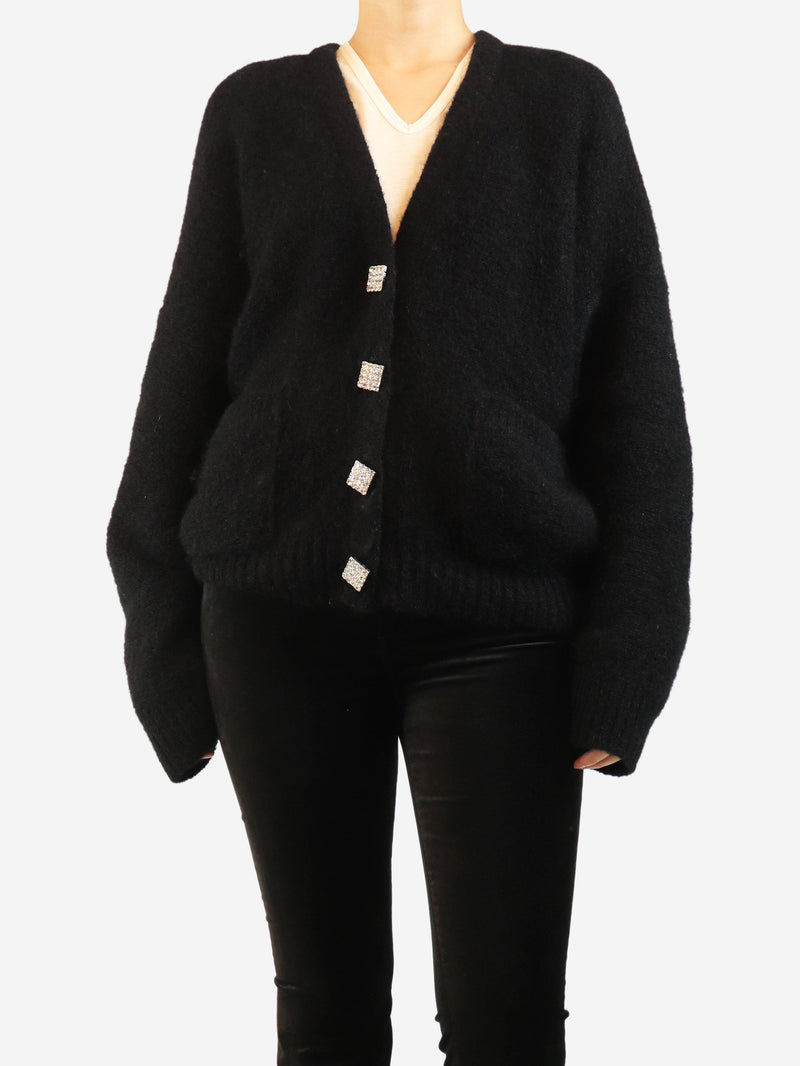 Black oversized mohair knit cardigan - size UK 6 Knitwear Alessandra Rich 