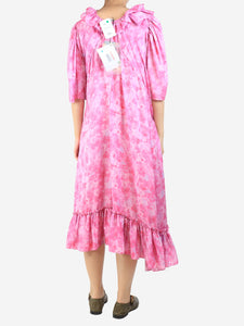 Balenciaga Pink floral printed midi dress - size UK 10