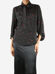 Chinti & Parker Black strawberry print silk shirt - size UK 6