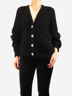 Black oversized mohair knit cardigan - size UK 6 Knitwear Alessandra Rich 