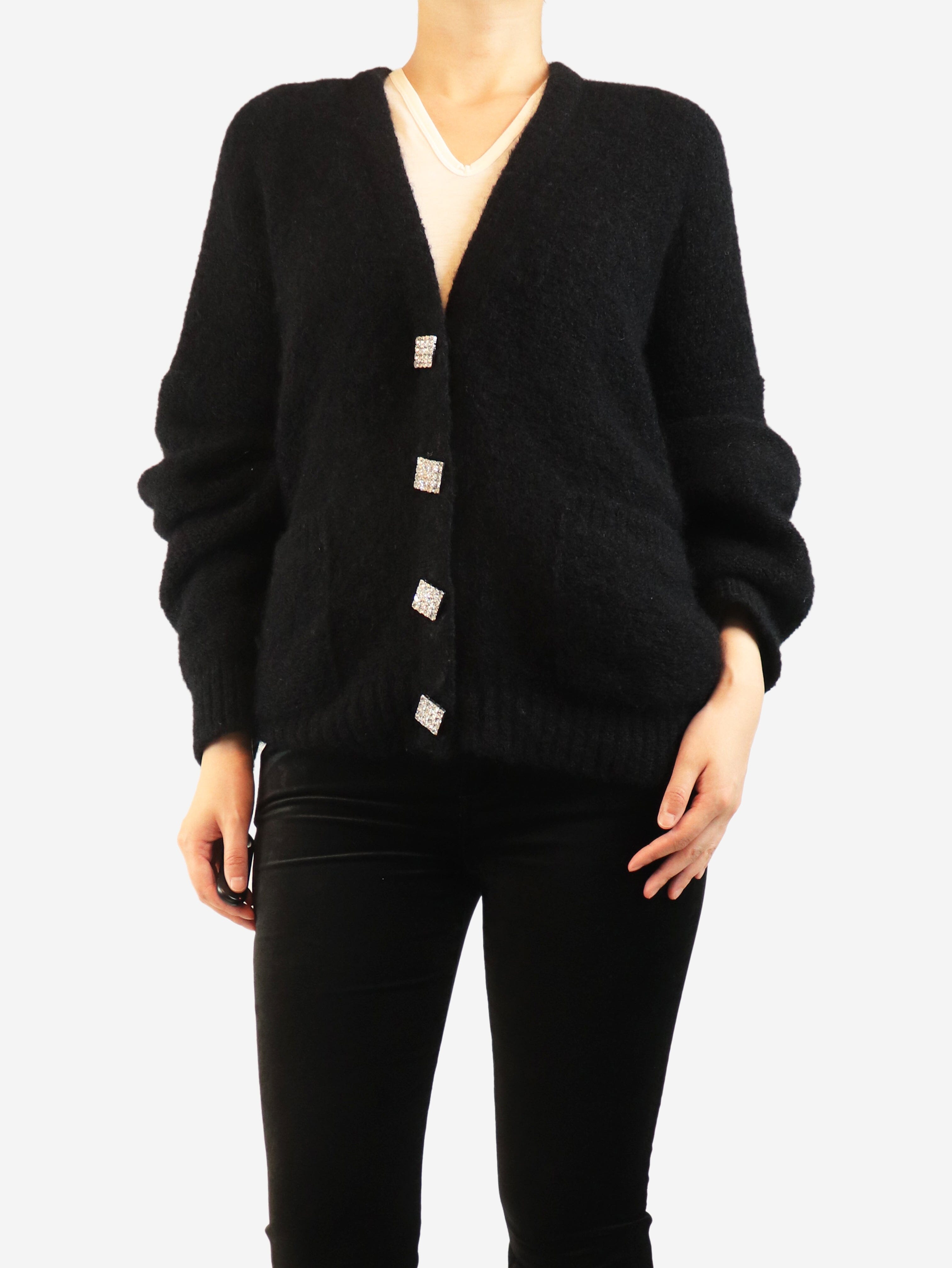 Black oversized mohair knit cardigan - size UK 6 Knitwear Alessandra Rich 