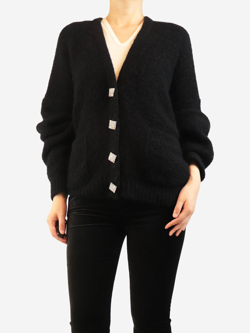Black oversized mohair knit cardigan - size UK 6 Knitwear Alessandra Rich 