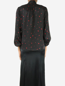 Chinti & Parker Black strawberry print silk shirt - size UK 6