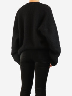Black oversized mohair knit cardigan - size UK 6 Knitwear Alessandra Rich 