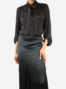 Chinti & Parker Black strawberry print silk shirt - size UK 6