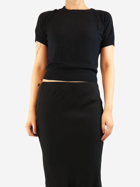 Navy fine knit short sleeve top - size L product image