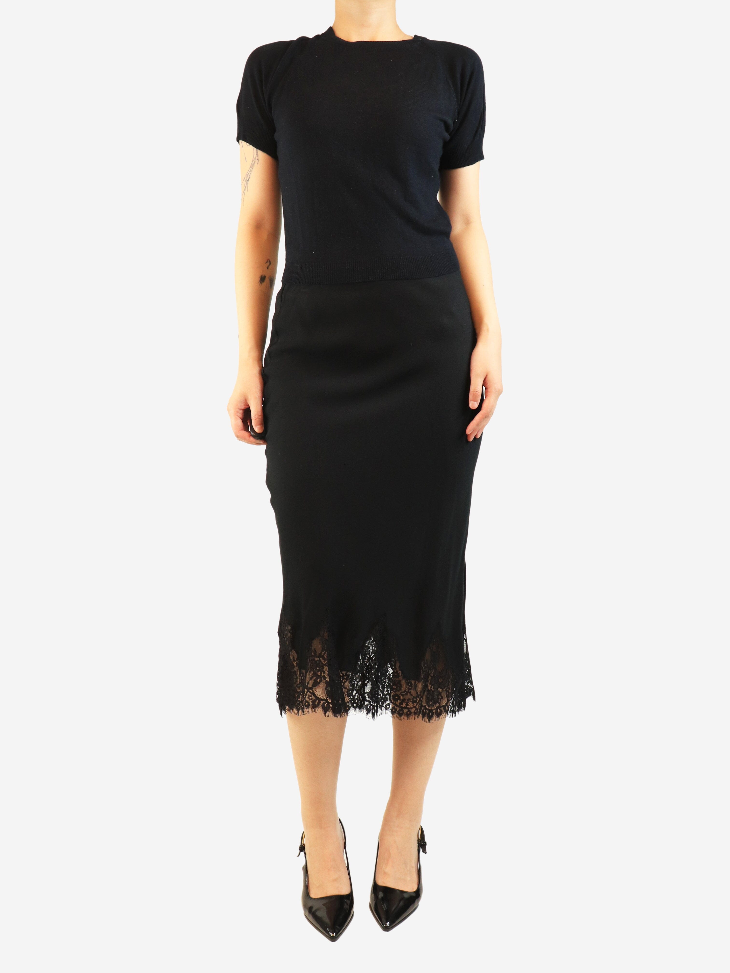 Black Carolina lace-trim skirt - size S Skirts Reformation 